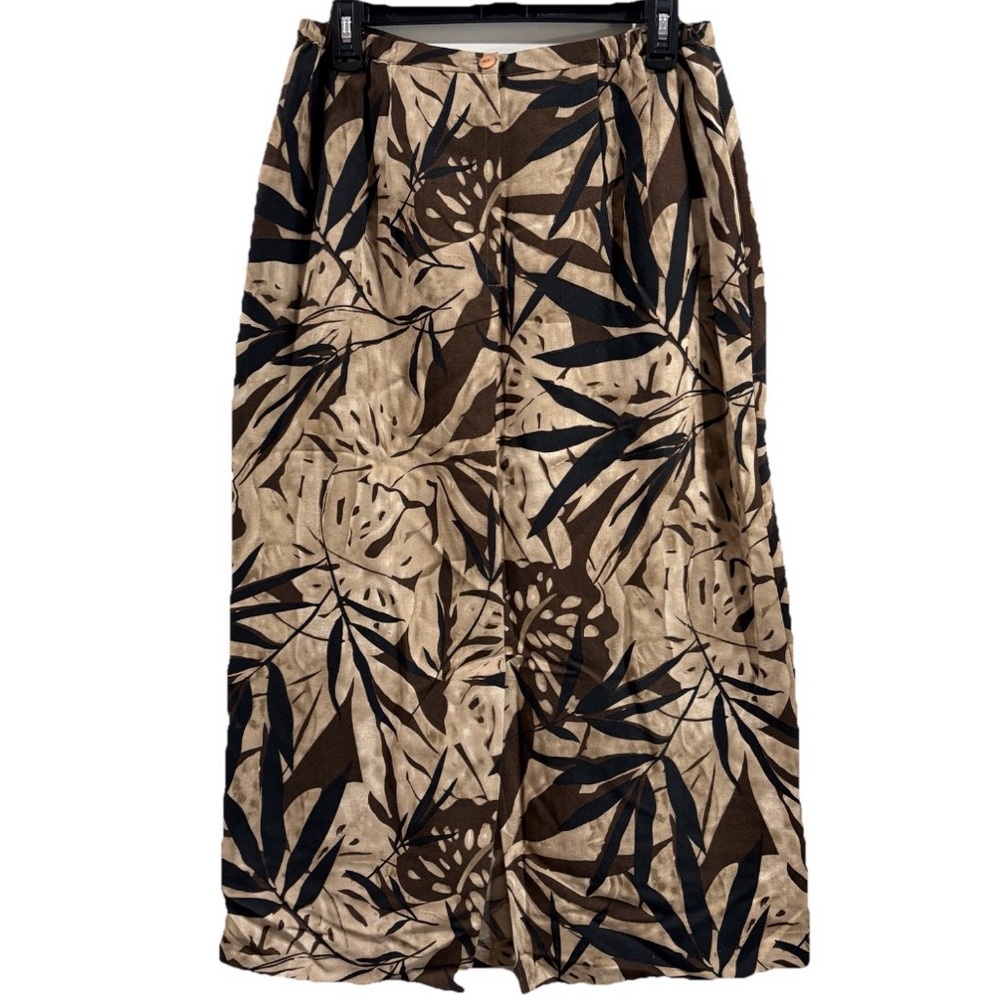 Tropical Leaf Midi Skirt Fall Casual Size 12 Boho - Picture 2 of 7